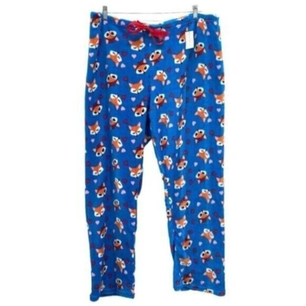 Women’s Fox Print Fuzzy Pajama Lounge Pants 3X New